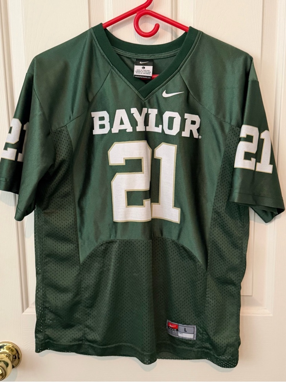 Nike Green Football Jersey with White Accents- boys large